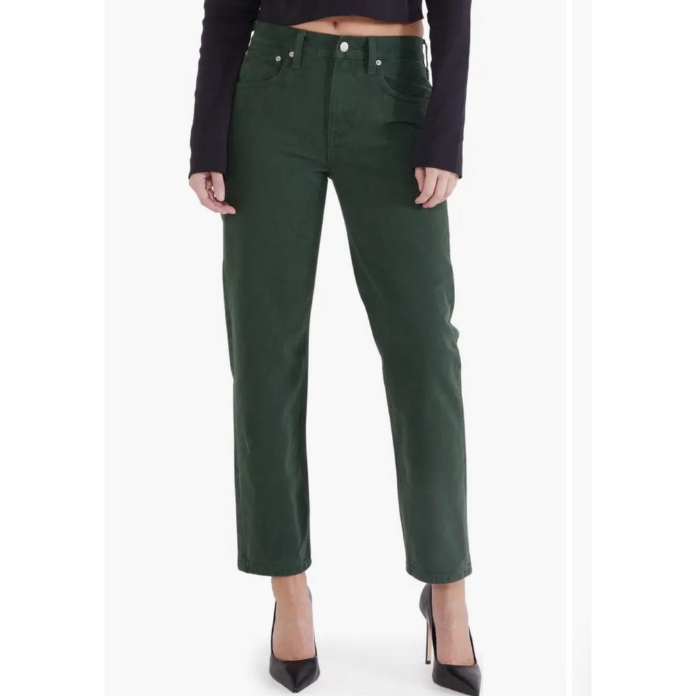 Etica Women's 28 (32x27) Rhea Mid Rise Straight Ankle‎ Jeans Mountain View Green